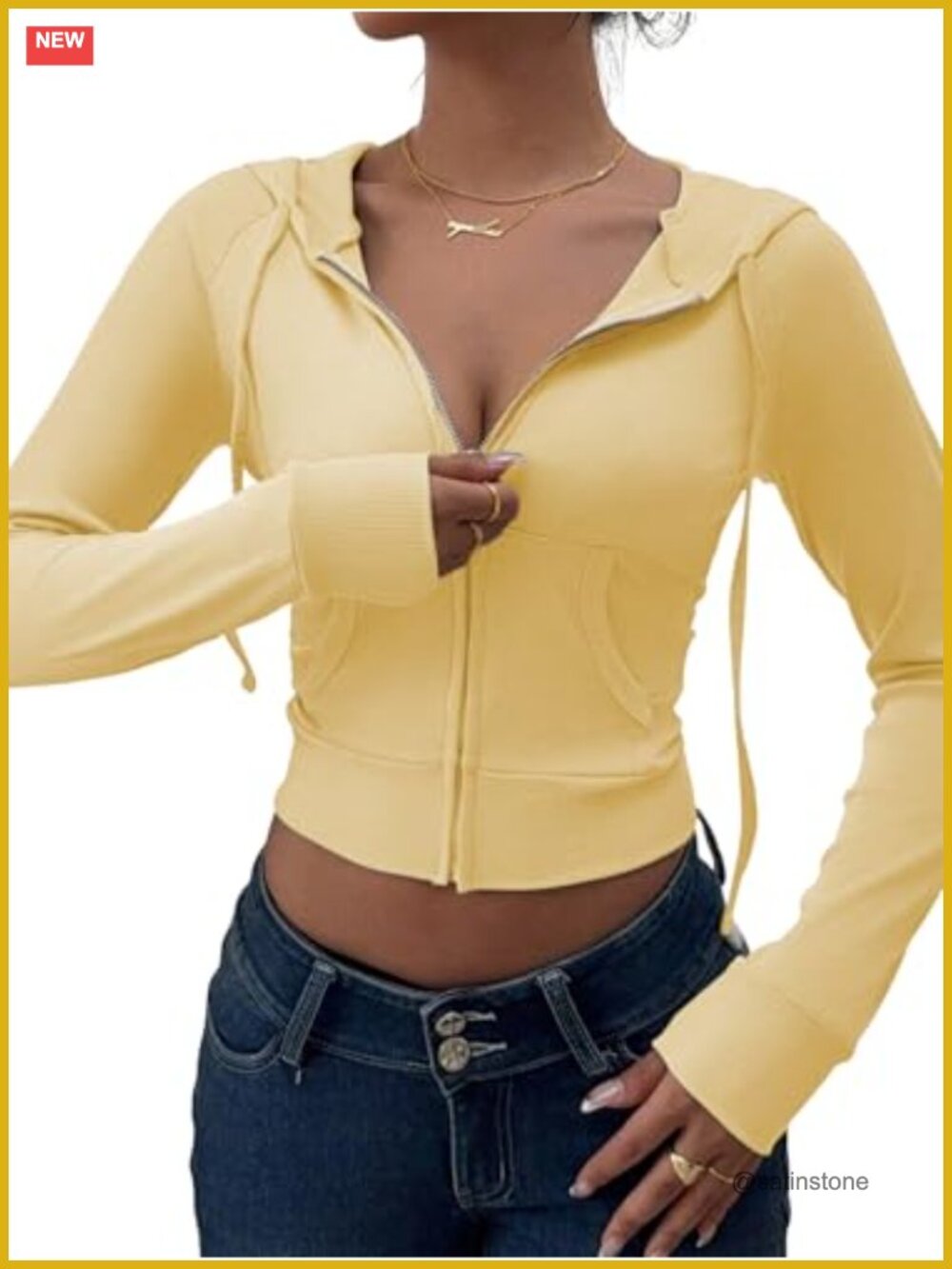 Women's Y2K Crop Zip Up Hoodie Ribbed Knit Slim Fit Sweatshirt